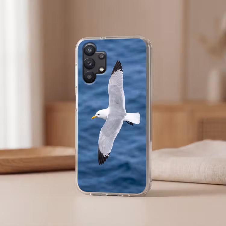 Zeemeeuw - Oceaan - Blauw Telefoonhoesje Samsung Galaxy A32 5G klein -sfeer2