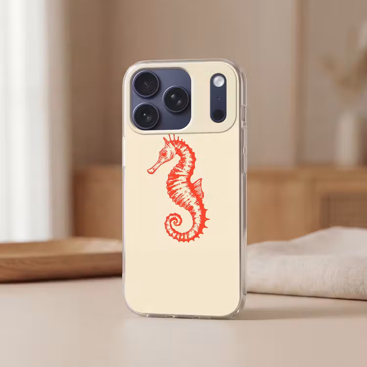 Zeepaardje - Rood - Fijne details Telefoonhoesje iPhone 17 Pro klein -sfeer2