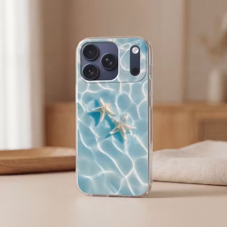 Zeesterren - Golvend water - Rustgevend Telefoonhoesje iPhone 17 Pro klein -sfeer2