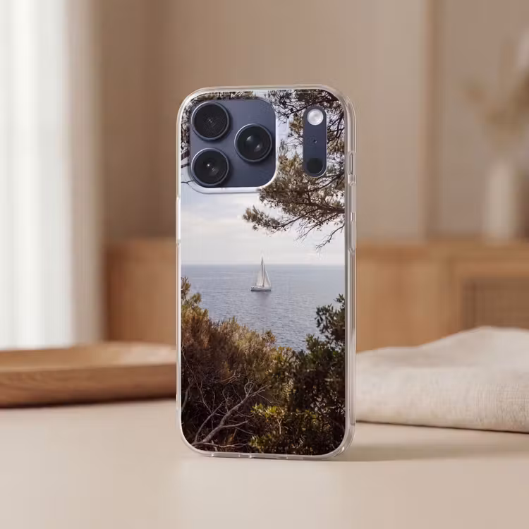 Handyhülle - Segelboot – Bäume – Wasser - Zeilboot - bomen - water Telefoonhoesje iPhone 17 Pro klein