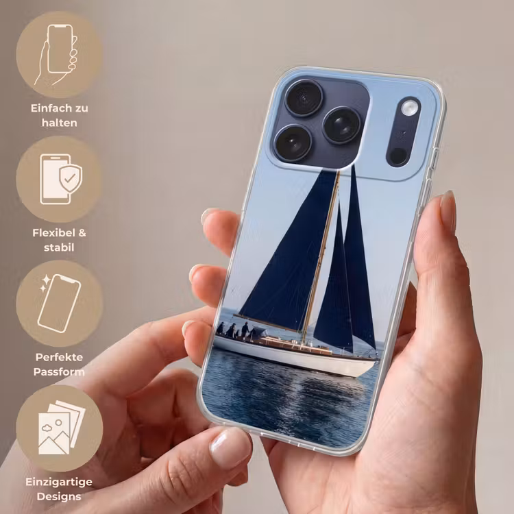 Zeilboot - Zee - Blauw Telefoonhoesje iPhone 17 Pro klein -sfeer3_DE