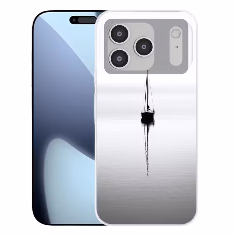 Zeilboot - Zwart - Water - Silhouet Telefoonhoesje iPhone 17 Pro klein -3d