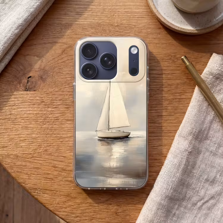 Zeilschip - Zee - Bewolkt Telefoonhoesje iPhone 17 Pro klein -sfeer1