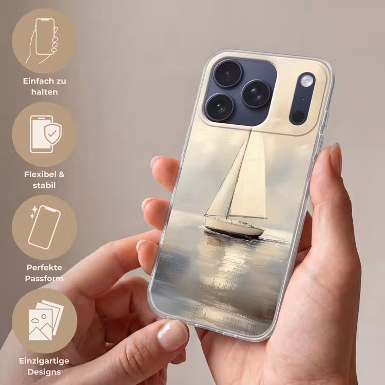 Zeilschip - Zee - Bewolkt Telefoonhoesje iPhone 17 Pro klein -sfeer3_DE