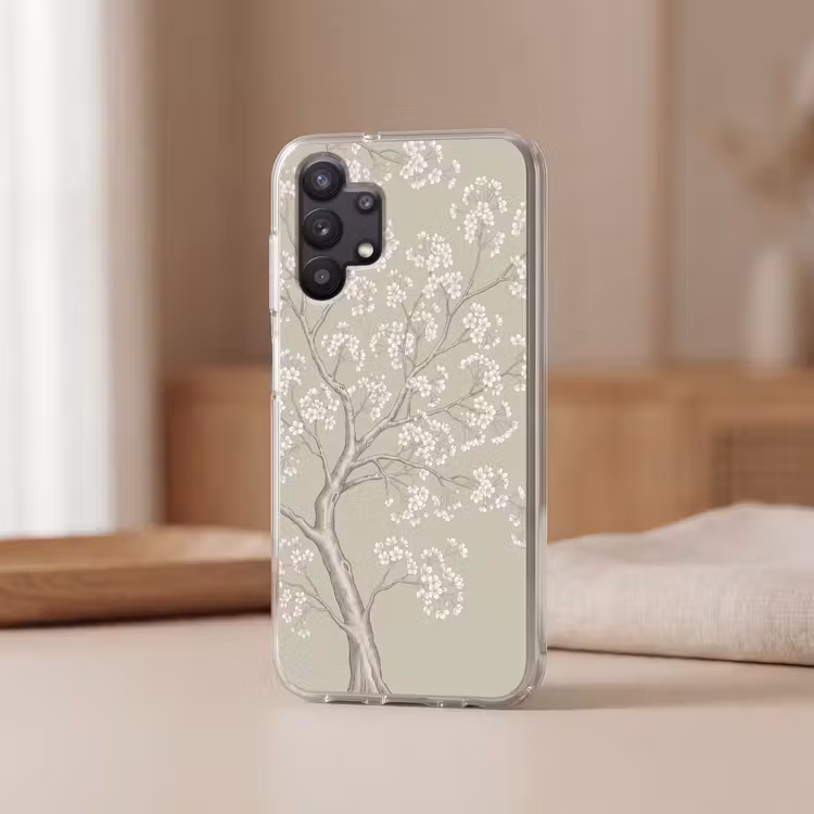 Sereen - Bloesem - Wit Telefoonhoesje Samsung Galaxy A32 5G klein -sfeer2