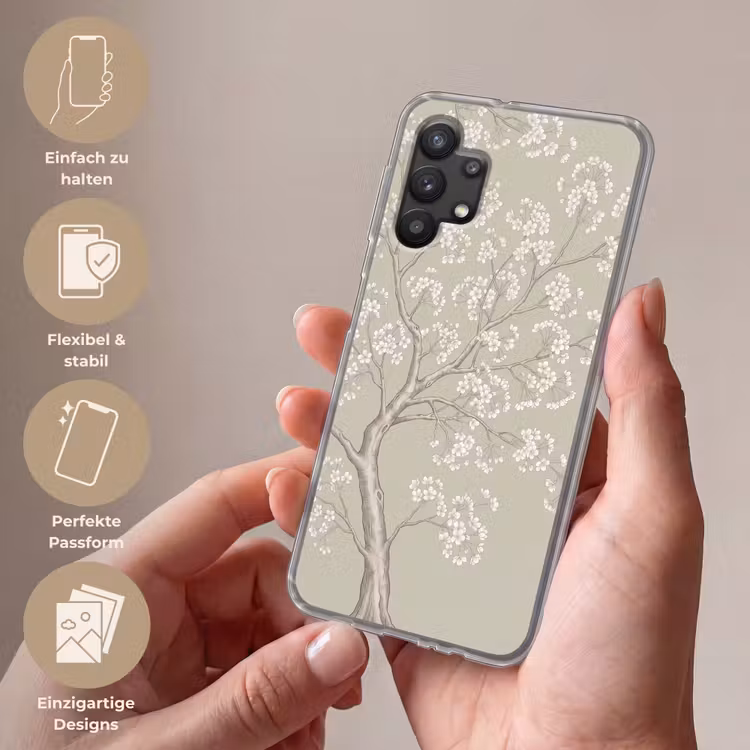 Sereen - Bloesem - Wit Telefoonhoesje Samsung Galaxy A32 5G klein -sfeer3_DE