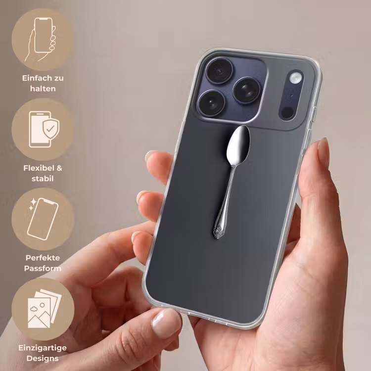 Zilver - Metaal - Lepel Telefoonhoesje iPhone 17 Pro klein -sfeer3_DE