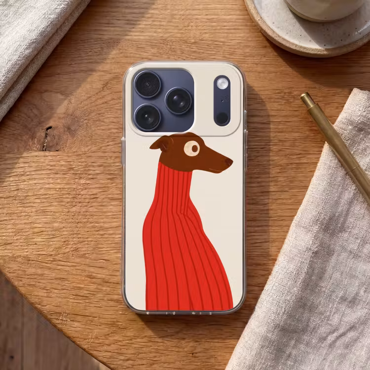 Silhouet - Hond - Trui - Rood Telefoonhoesje iPhone 17 Pro klein -sfeer1