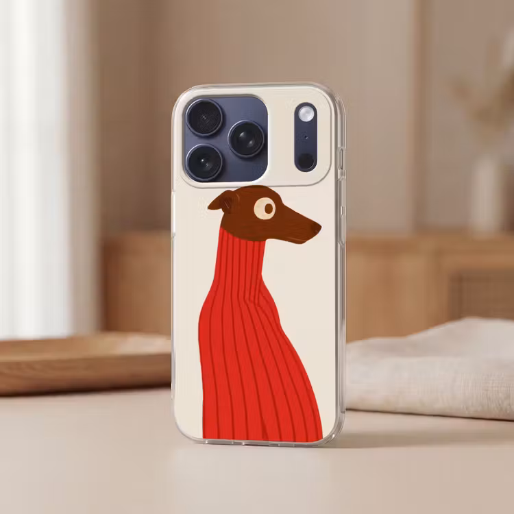 Silhouet - Hond - Trui - Rood Telefoonhoesje iPhone 17 Pro klein -sfeer2