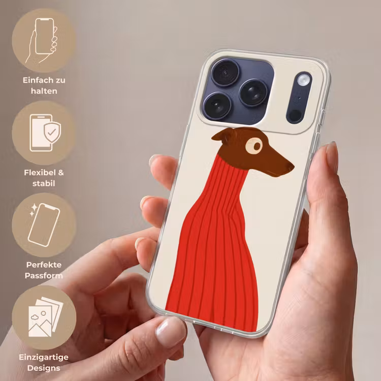 Silhouet - Hond - Trui - Rood Telefoonhoesje iPhone 17 Pro klein -sfeer3_DE