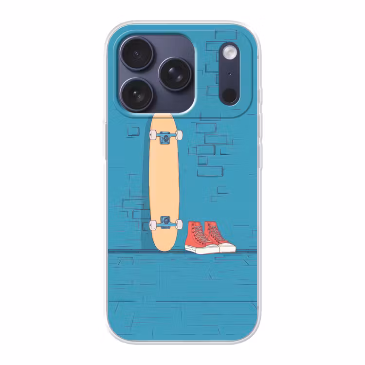 Skateboard - Gympen - Rood - Minimalistisch Telefoonhoesje iPhone 17 Pro klein -3d