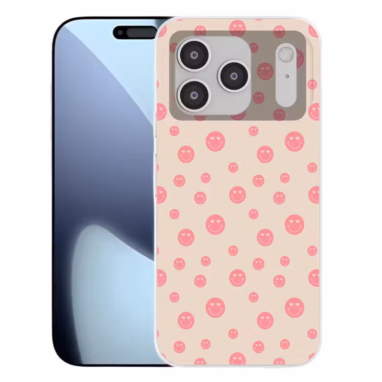 Smiley - Hart - Ogen - Patroon Telefoonhoesje iPhone 17 Pro klein 878 -3d