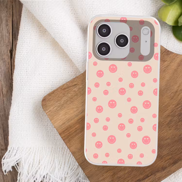 Smiley - Hart - Ogen - Patroon Telefoonhoesje iPhone 17 Pro klein 878 -sfeer1