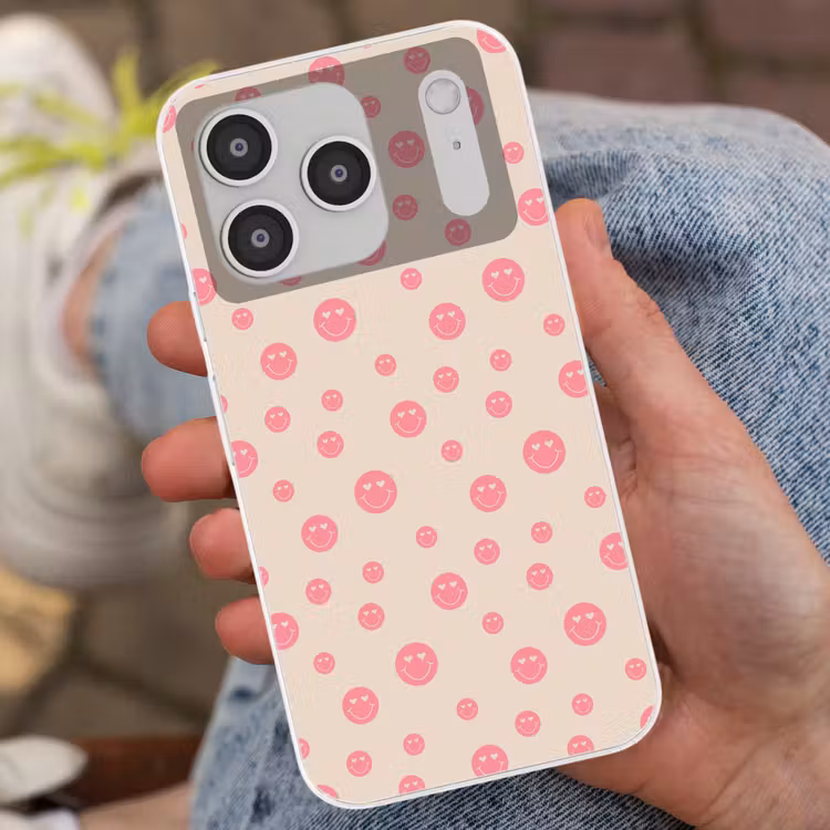 Smiley - Hart - Ogen - Patroon Telefoonhoesje iPhone 17 Pro klein 878 -sfeer2
