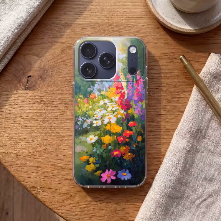 Zomertuin - Sfeervol - Bloemen Telefoonhoesje iPhone 17 Pro klein -sfeer1