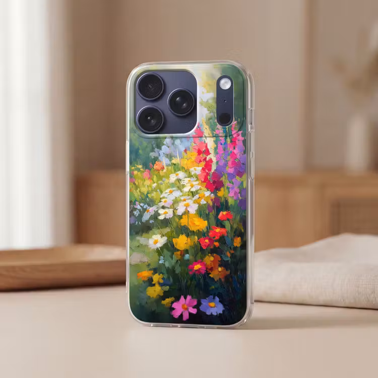 Zomertuin - Sfeervol - Bloemen Telefoonhoesje iPhone 17 Pro klein -sfeer2
