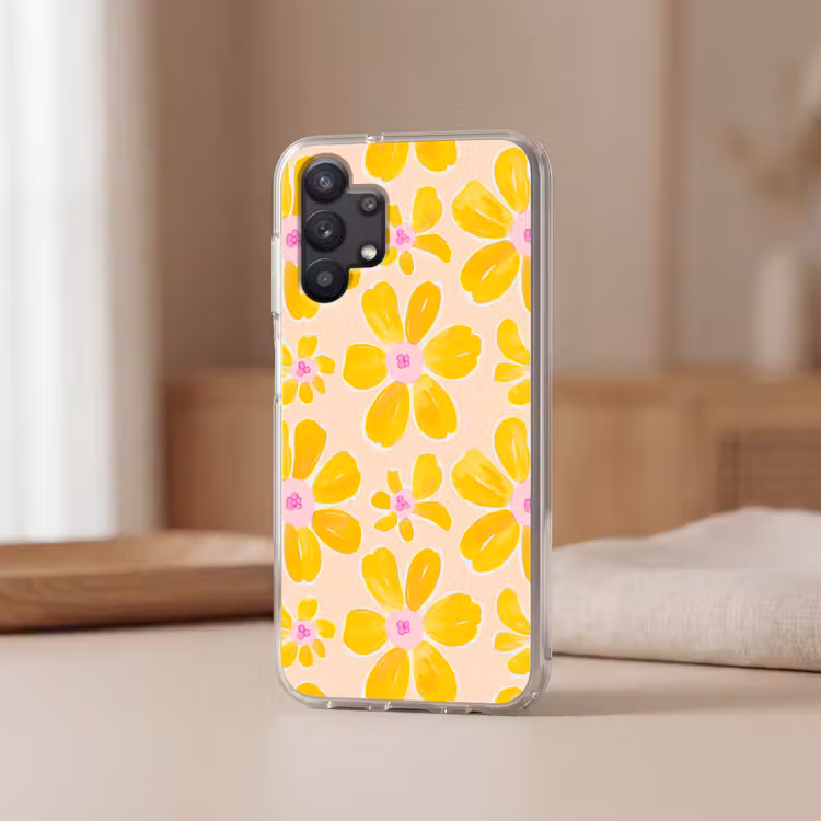 Zomers - Bloemen - Geel Telefoonhoesje Samsung Galaxy A32 5G klein 346 -sfeer2