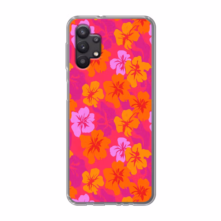 Zomers - Hibiscus - Kleurrijk Telefoonhoesje Samsung Galaxy A32 5G klein 346 -3d