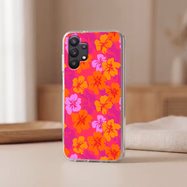 Zomers - Hibiscus - Kleurrijk Telefoonhoesje Samsung Galaxy A32 5G klein 346 -sfeer2