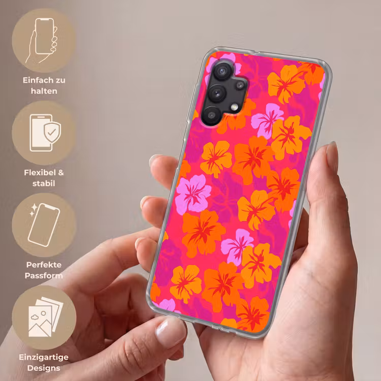 Zomers - Hibiscus - Kleurrijk Telefoonhoesje Samsung Galaxy A32 5G klein 346 -sfeer3_DE