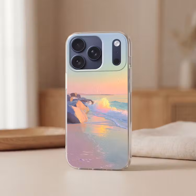 Zomerlicht - Strand - Fonkelende accenten Telefoonhoesje iPhone 17 Pro klein -sfeer2