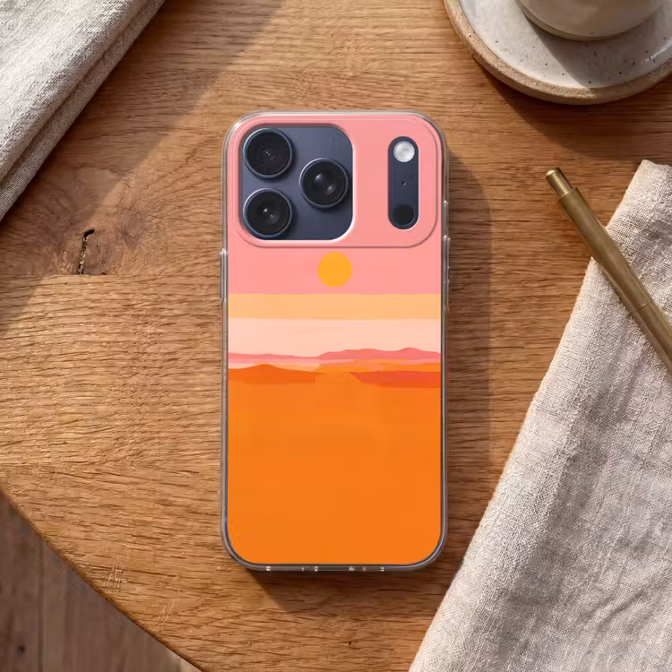 Zon - Abstract - Landschap - Oranje Telefoonhoesje iPhone 17 Pro klein -sfeer1