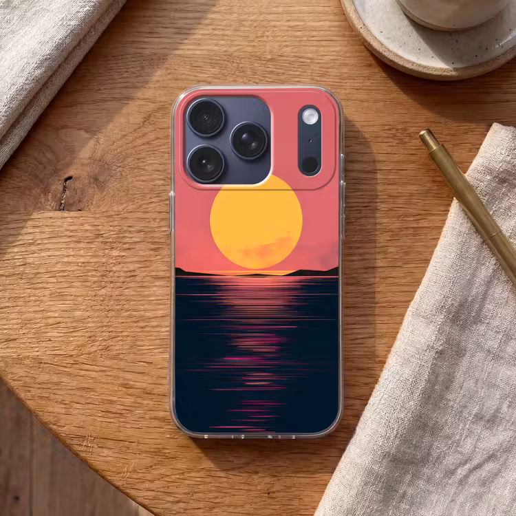 Zon - Geel - Bergen - Water Telefoonhoesje iPhone 17 Pro klein -sfeer1
