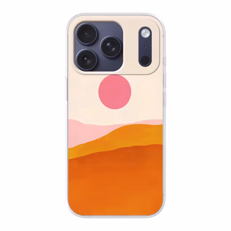 Zon - Heuvels - Abstract - Roze Telefoonhoesje iPhone 17 Pro klein -3d