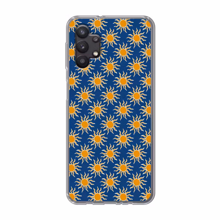 Zon - Patroon - Blauw Telefoonhoesje Samsung Galaxy A32 5G klein 346 -3d