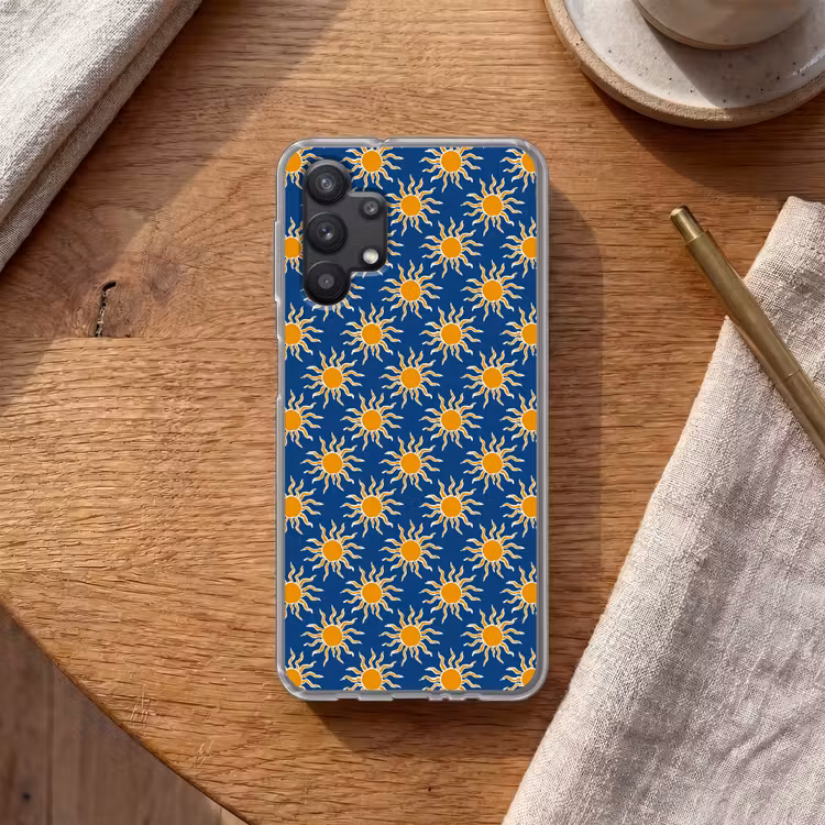Zon - Patroon - Blauw Telefoonhoesje Samsung Galaxy A32 5G klein 346 -sfeer1