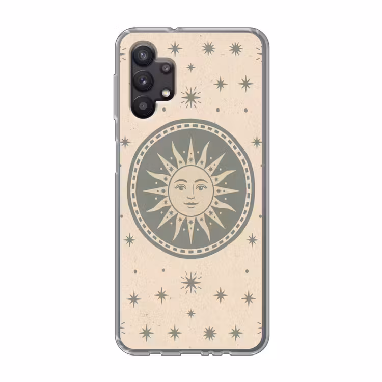 Zon - Sterren - Astrologie - Vintage - Groen Telefoonhoesje Samsung Galaxy A32 5G klein -3d