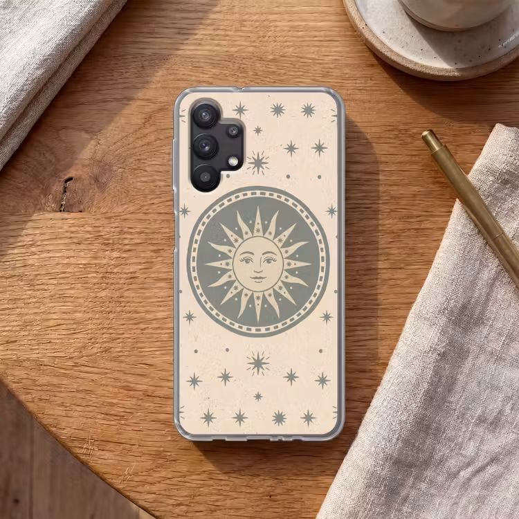 Zon - Sterren - Astrologie - Vintage - Groen Telefoonhoesje Samsung Galaxy A32 5G klein -sfeer1