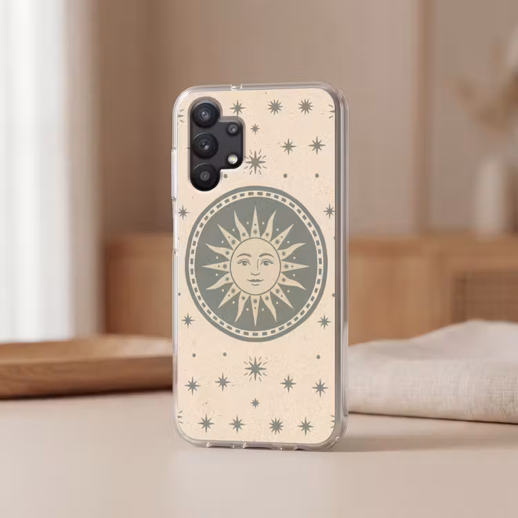 Zon - Sterren - Astrologie - Vintage - Groen Telefoonhoesje Samsung Galaxy A32 5G klein -sfeer2