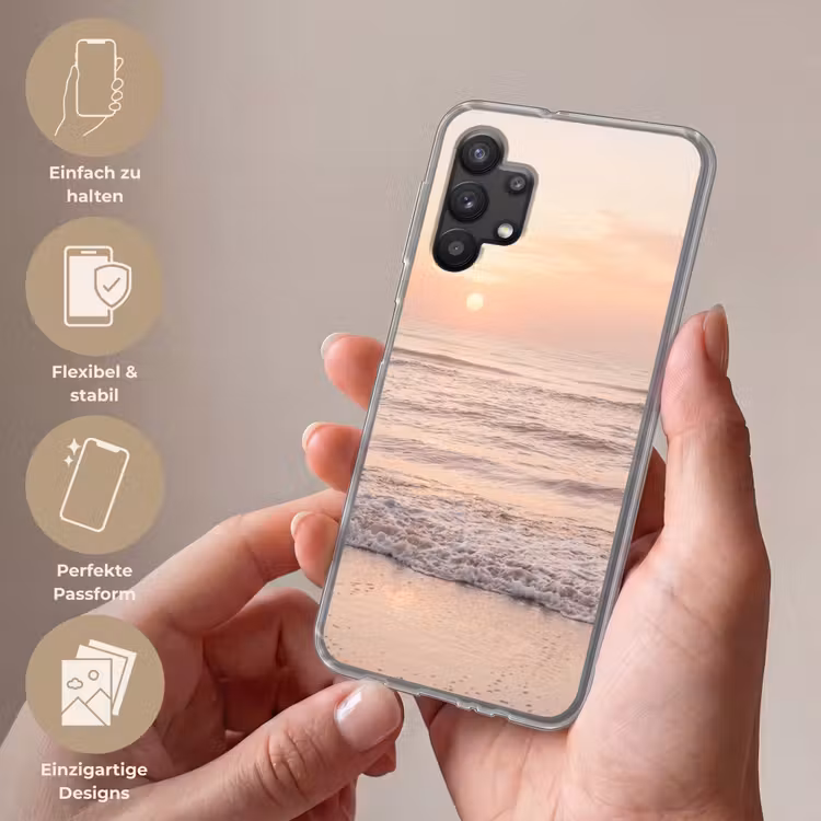 Zon - Strand - Roze Telefoonhoesje Samsung Galaxy A32 5G klein -sfeer3_DE