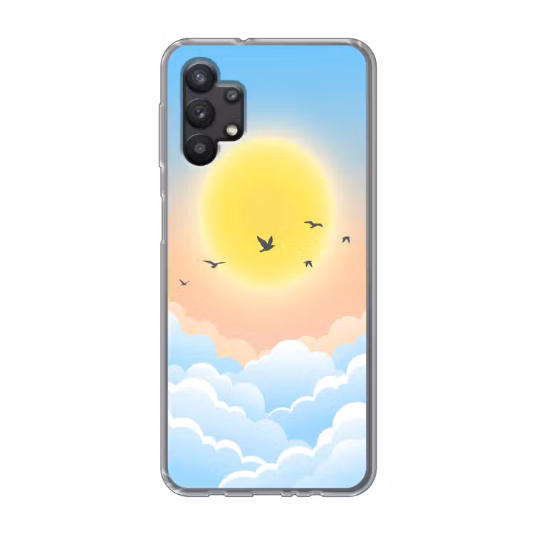 Zon - Vogels - Lucht - Natuur - Geel Telefoonhoesje Samsung Galaxy A32 5G klein -3d