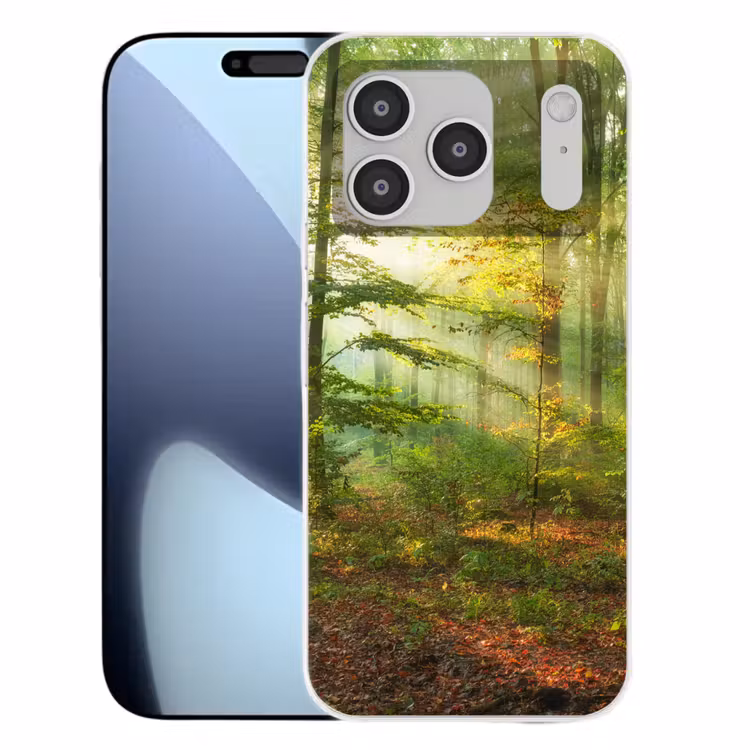 Zon - Bos - Bomen - Natuur - Herfst Telefoonhoesje iPhone 17 Pro klein -3d