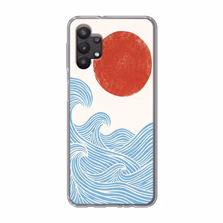 Zon - Golven - Oceaan - Abstract - Rood Telefoonhoesje Samsung Galaxy A32 5G klein -3d