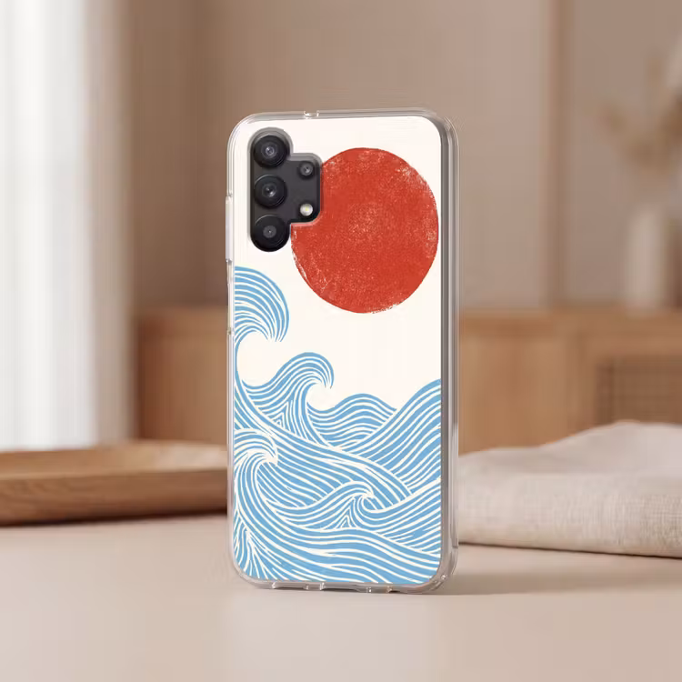 Zon - Golven - Oceaan - Abstract - Rood Telefoonhoesje Samsung Galaxy A32 5G klein -sfeer2