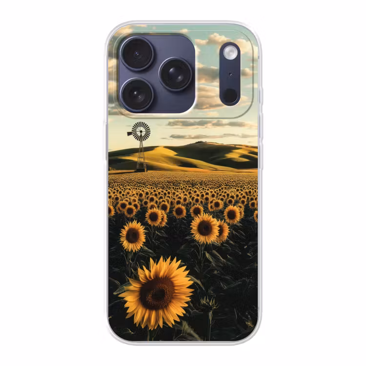 Zonnebloem - Veld - Windmolen Telefoonhoesje iPhone 17 Pro klein -3d