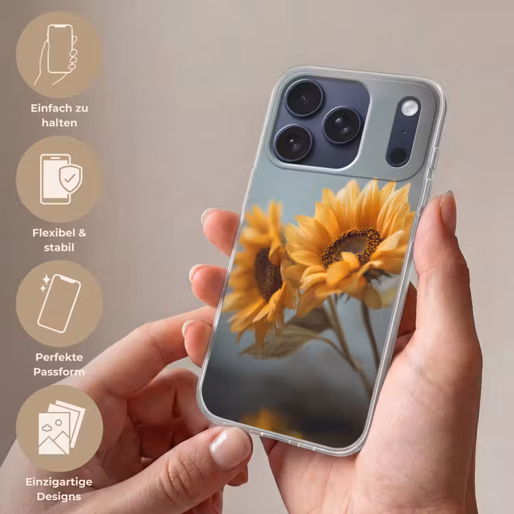 Zonnebloemen - Geel - Wazig Telefoonhoesje iPhone 17 Pro klein -sfeer3_DE