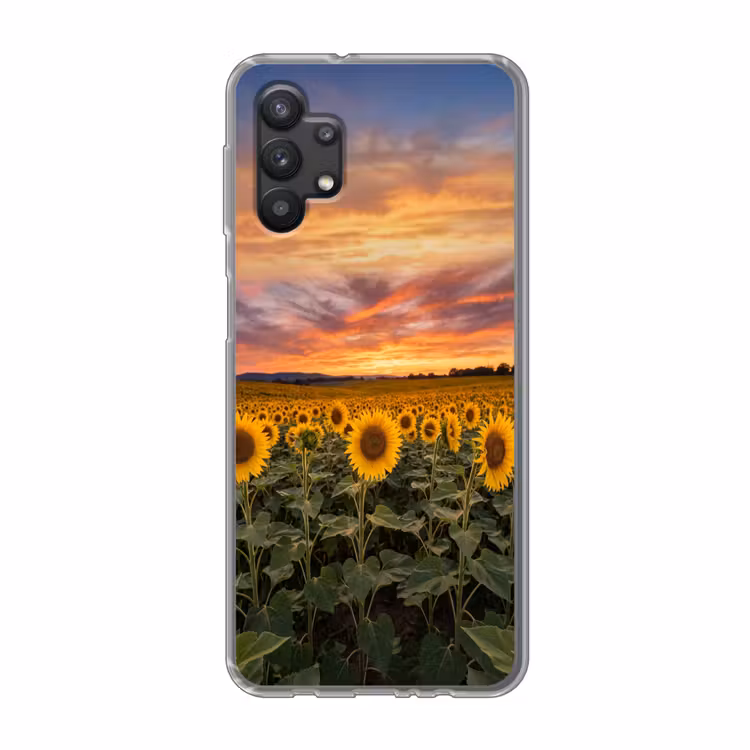 Zonnebloemen - Heuvellandschap - Geel Telefoonhoesje Samsung Galaxy A32 5G klein -3d