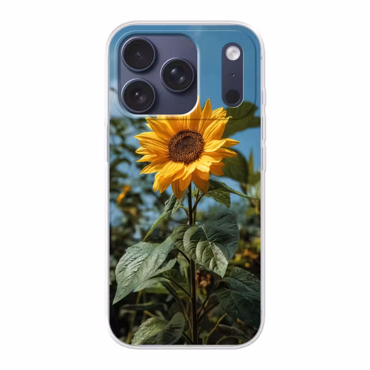 Zonnebloemen - Helderblauwer lucht - Gras Telefoonhoesje iPhone 17 Pro klein -3d