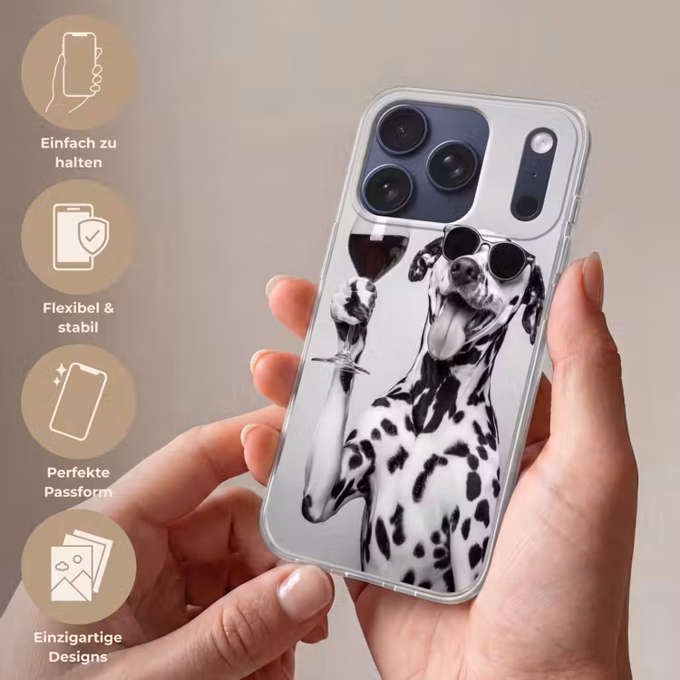 Zonnebril - Dalmatiër - Wijnglas - Tong Telefoonhoesje iPhone 17 Pro klein -sfeer3_DE