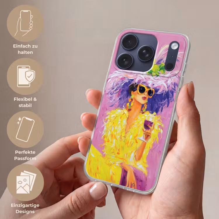 Zonnebril - Vrouw - Jas - Veren Telefoonhoesje iPhone 17 Pro klein -sfeer3_DE