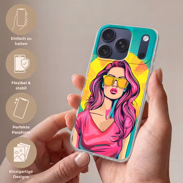 Zonnebril - Vrouw - Zonnig - Geel Telefoonhoesje iPhone 17 Pro klein -sfeer3_DE