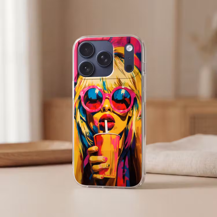 Zonnebril - Roze - Vrouw - Rietje Telefoonhoesje iPhone 17 Pro klein -sfeer2