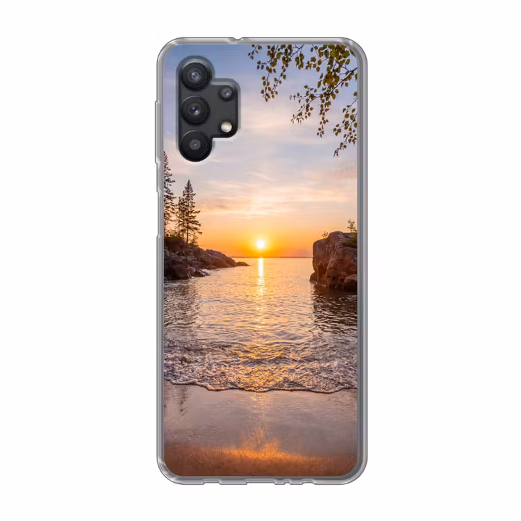 Zonsondergang - Kust - Water - Natuur - Oranje Telefoonhoesje Samsung Galaxy A32 5G klein -3d