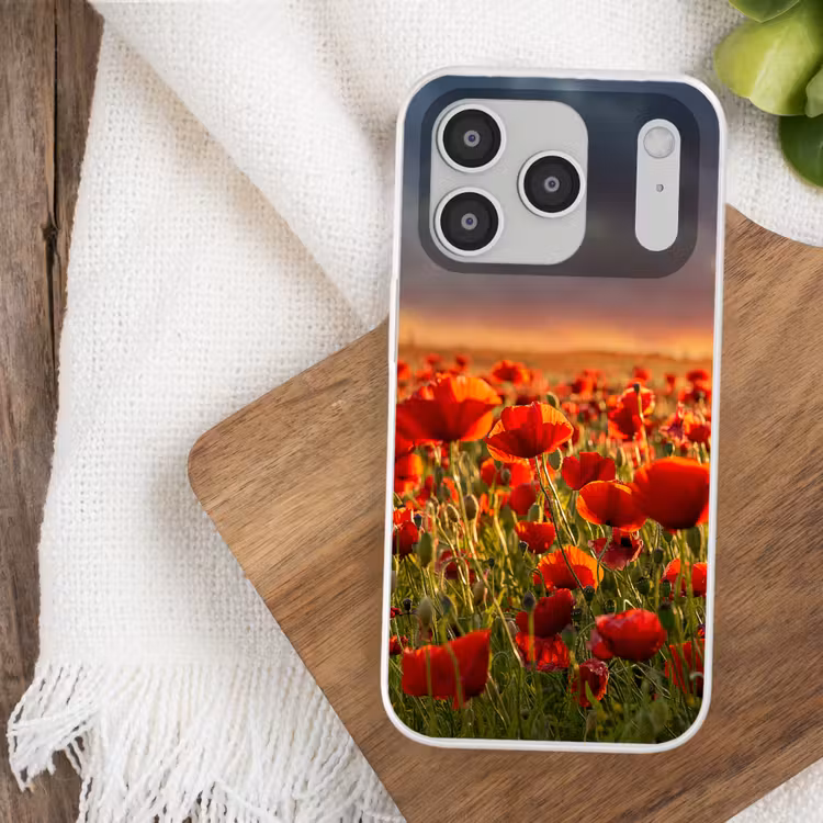 Zonsondergang - Klaprozen - Rood - Bloemen - Veld - Natuur Telefoonhoesje iPhone 17 Pro klein -sfeer1