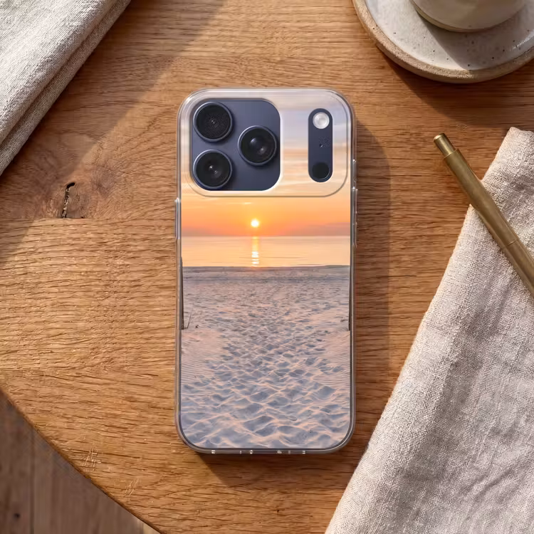 Zonsondergang - Strand - Zand Telefoonhoesje iPhone 17 Pro klein -sfeer1