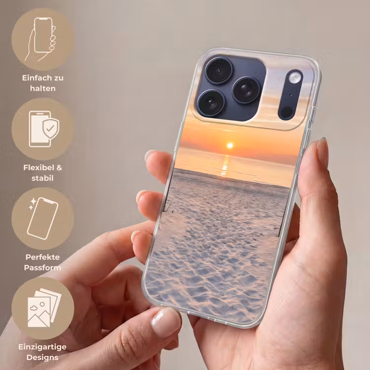 Zonsondergang - Strand - Zand Telefoonhoesje iPhone 17 Pro klein -sfeer3_DE